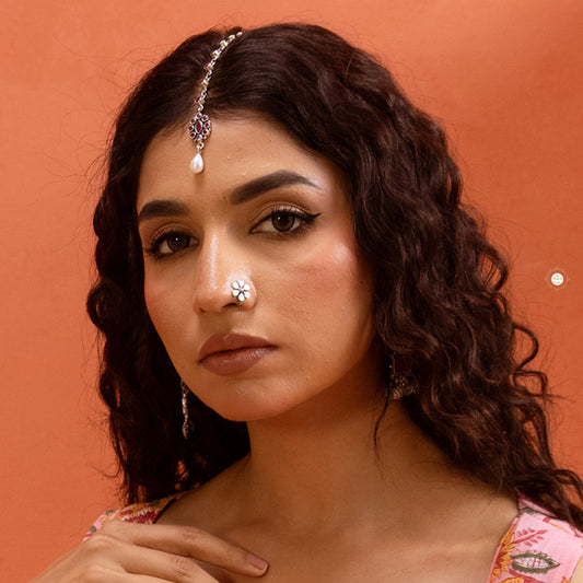 Sterling Silver Flower Nose Pin - Clip On