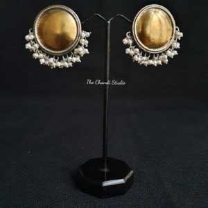 Sterling Silver Dual Tone Pearl Earring