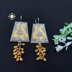 Sterling Silver Peacock Ghungroo Earring Dual Tone