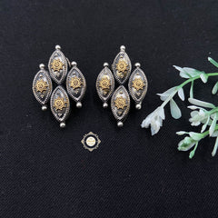 Sadabahar Rawa Studs Dual Tone