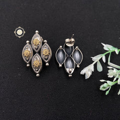 Sadabahar Rawa Studs Dual Tone