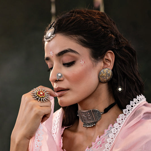 Oversized Bloom Studs Dual Tone