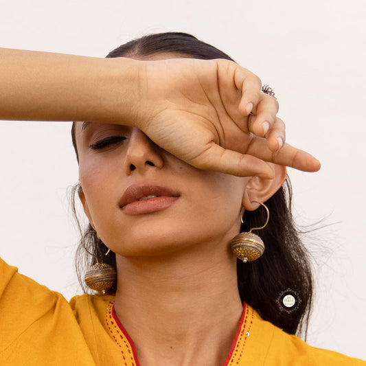 Ball Drop Earring Dual Tone