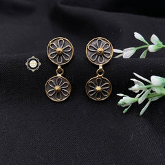 Sterling Silver Floral Earring Dual Tone