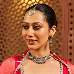 Dual Tone Chaand Peacock Necklace Set