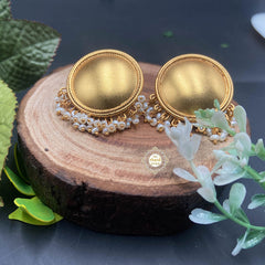 Full Moon Pearl Earring Full Gold