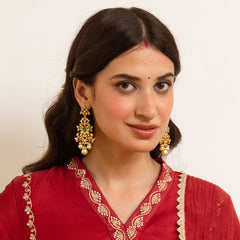 Kundan Pearl Full Gold Earring