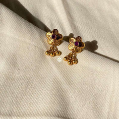 Dilkash Floral Ghungroo Earring Full gold