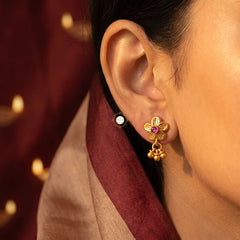 Buy Floral Ghungroo Gold Earring For Women