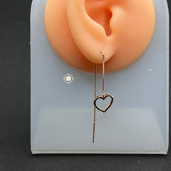 Sparkling Silver Heart Threader Earring