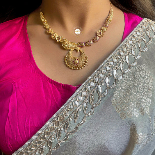 Muhurat Full Gold Mubarak Necklace Set