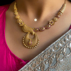 Muhurat Full Gold Mubarak Necklace Set
