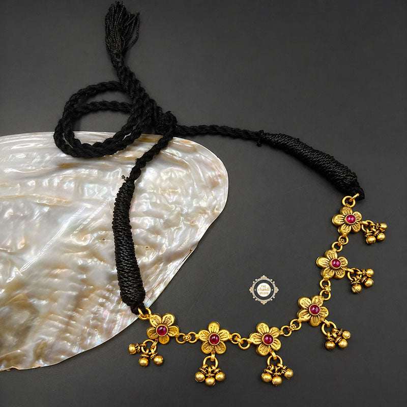 Dilkash Floral Ghungroo Necklace Full Gold