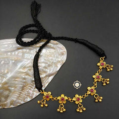 Dilkash Floral Ghungroo Necklace Full Gold