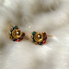 Sterling Silver Navratna Hair Pin