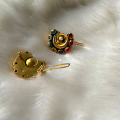 Sterling Silver Navratna Hair Pin