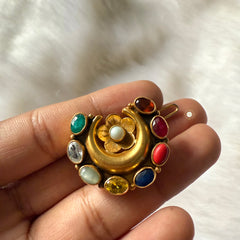 Sterling Silver Navratna Hair Pin