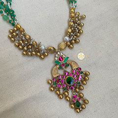 Muhurat Gold Polish Kundan Peacock Necklace