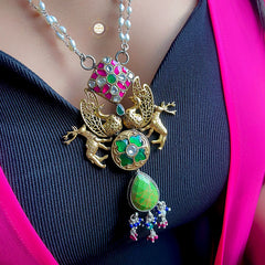 Muhurat Gold Polish Kundan Peacock Necklace Set