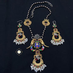 Muhurat Gold Polish Timeless Parrot Necklace Set