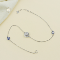 Sparkling Silver Bloom Anklet (Piece)
