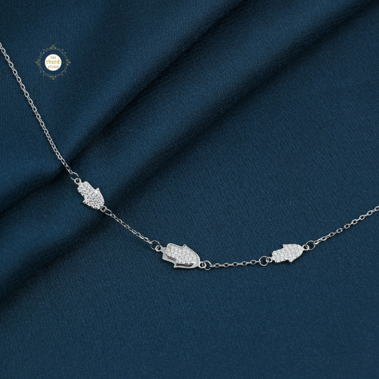 Sparkling Silver Hamsa Anklet (Piece)