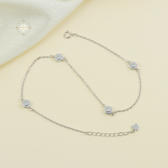 Sparkling Silver Floral Shine Anklet (Piece)