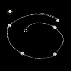 Sparkling Silver Floral Shine Anklet (Piece)