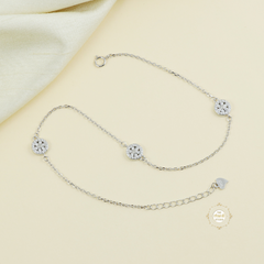 Sparkling Silver Floral Shine Anklet (Piece)