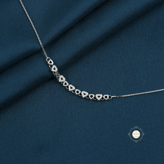 Sparkling Silver Dazzle Heart Anklet (Piece)