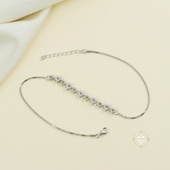 Sparkling Silver Dazzle Heart Anklet (Piece)