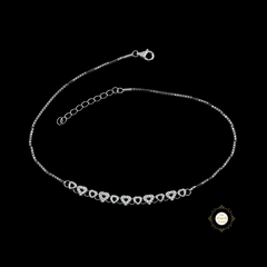 Sparkling Silver Dazzle Heart Anklet (Piece)