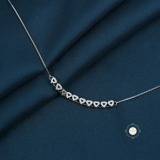 Sparkling Silver Dazzle Heart Anklet (Piece)