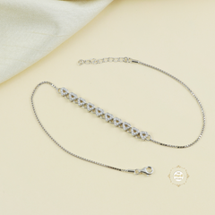 Sparkling Silver Dazzle Heart Anklet (Piece)