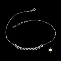 Sparkling Silver Dazzle Heart Anklet (Piece)