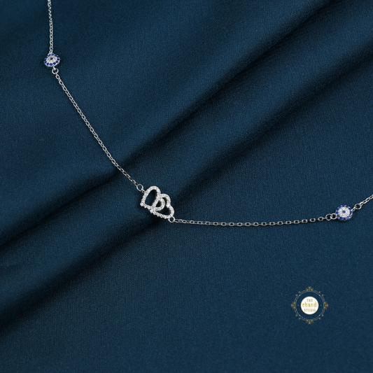 Sparkling Silver Dazzle Heart Anklet (Piece)