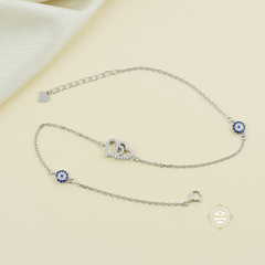 Sparkling Silver Dazzle Heart Anklet (Piece)