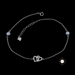 Sparkling Silver Dazzle Heart Anklet (Piece)
