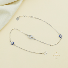 Sparkling Silver Evil Eye Anklet (Piece)