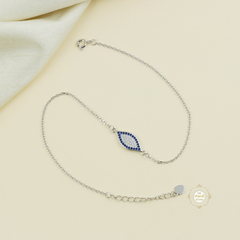 Sparkling Silver Evil Eye Anklet (Piece)