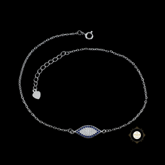 Sparkling Silver Evil Eye Anklet (Piece)