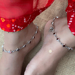 Buy Silver Garnet Stone Anklet