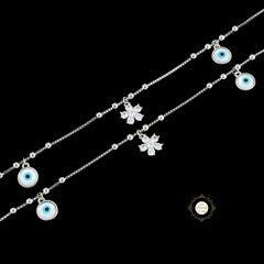 Sparkling Silver Star Evil Eye Anklet