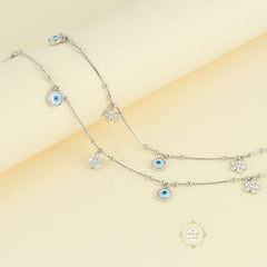 Sparkling Silver Star Evil Eye Anklet