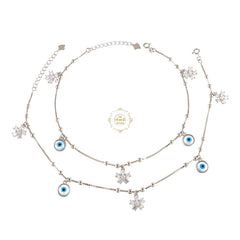 Sparkling Silver Star Evil Eye Anklet