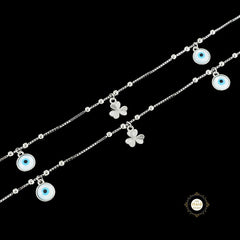 Sparkling Silver Shamrock Evil Eye Anklet