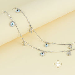 Sparkling Silver Shamrock Evil Eye Anklet