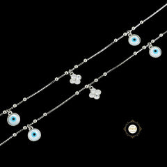 Sparkling Silver Floral Evil Eye Anklet