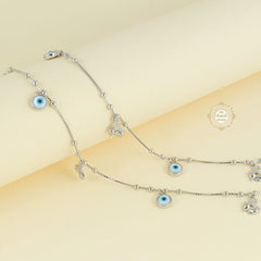 Sparkling Silver Evil Eye Anklet