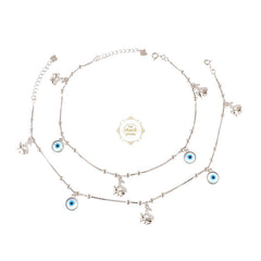 Sparkling Silver Evil Eye Anklet